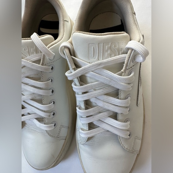 Diesel White Leather Women 9 Lace Up Sneakers - Picture 1 of 8